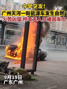 广州一新能源车发生自然 所幸车主已逃离