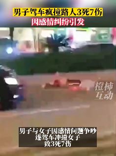 男子因感情纠纷驾车冲撞女子及路人致3死7伤