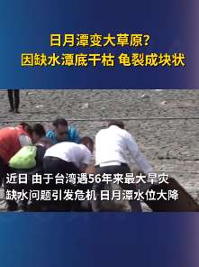 日月潭潭底干枯龟裂成块状