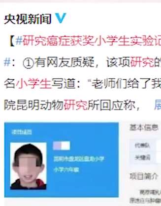 官方调查小学生研究癌症获奖