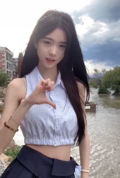 网红小姐姐「429」露腰穿搭户外浅跳 网友：理想女友