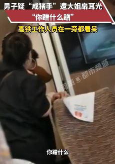 蹭什么蹭！男子在高铁上咸猪手遭大姐暴揍！