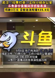 斗鱼直播间涉低俗表演被罚款