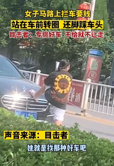 河北邯郸一女子马路上拦车要钱 不给钱就不让走