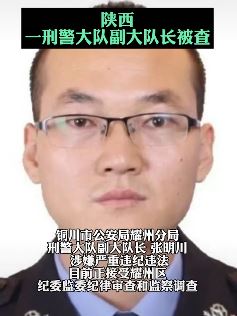 陕西铜川一刑警大队副大队长被查 涉嫌严重违纪违法