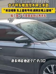 女子曝车停厂子门口未挡路遭泼泔水