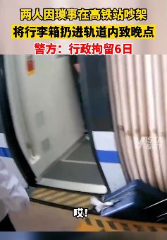 高铁站女子与朋友吵架 将行李扔轨道内致晚点