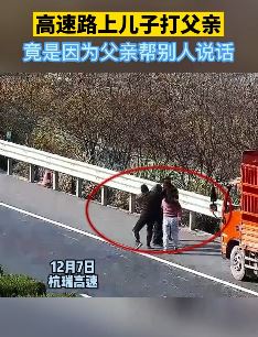 杭瑞高速一男子殴打父亲 只因车辆剐蹭后向着对方说话