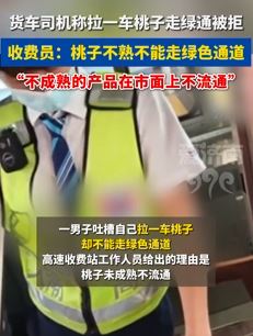 男子曝高速收费站拒绝未熟桃子走绿色通道，这规定你听说过吗？