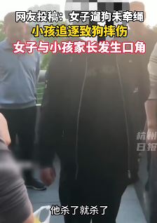 株洲一女子遛狗没牵绳 小孩追逐时摔伤与其家长起冲突
