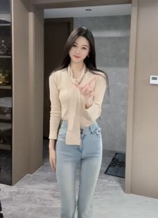 美女主播「美羊羊」牛仔裤穿搭居家浅跳,彰显完美好身材!