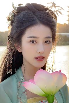 气质小姐姐「潘敏」身穿古装手拿荷花街头随拍 网友:这不比嫦娥还美吗