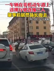 沈阳一小车非机动车道撞人后逃逸