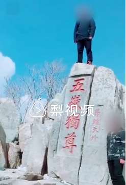 游客站泰山"五岳独尊"拍照引热议 执法部门已立案调查
