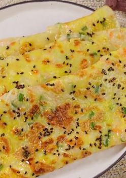 春日早餐葱香蛋饼的做法，看着屏幕流口水