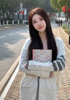 女主播「小李時一」校园风格穿搭分享街头随拍 配文:等你下课!