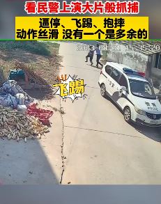河南柘城县民警抓捕盗窃嫌疑人现场堪比大片