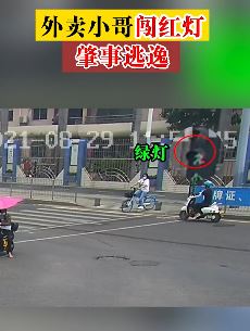外卖小哥闯红灯撞倒女子后逃逸终被抓