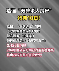 网民网络造谣“双碑发生杀人焚尸”被行拘  转发者被依法处置