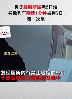 男子坐动车上厕所吸烟致列车降速被拘