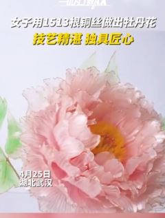心灵手巧！武汉一女子用1513根铜丝制做出牡丹花