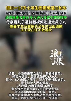 银川一12岁小学生因拒借三轮车遭9人围殴