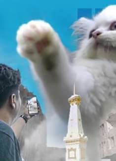 男人研究出变大药水，却把小猫变成了巨猫