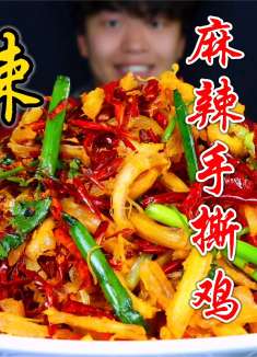 在家就能做的麻辣手撕鸡一口爆汗，吃的真爽！