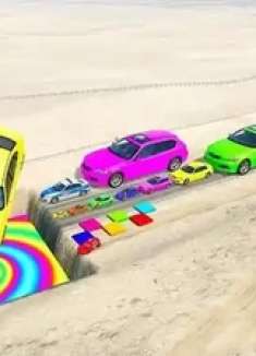 大型和小型汽车对决巨型坑