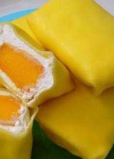 高颜值甜品“芒果班戟”，教你在家做，配方比例详细，3分钟学会