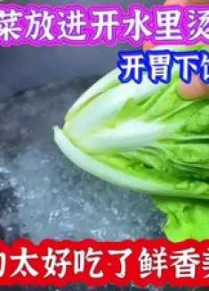 白菜放开水里烫一下，鲜香味美的神仙吃法，开胃下饭又简单易做