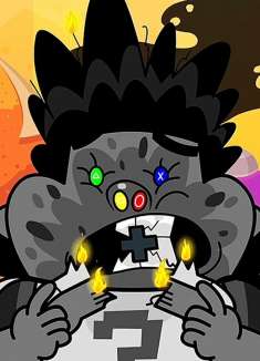 小胖子在玩游戏机，不料游戏机爆炸了