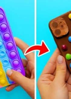 生活小知识，往你的POPIT手机壳洞里放糖果，用巧克力塞满手机壳